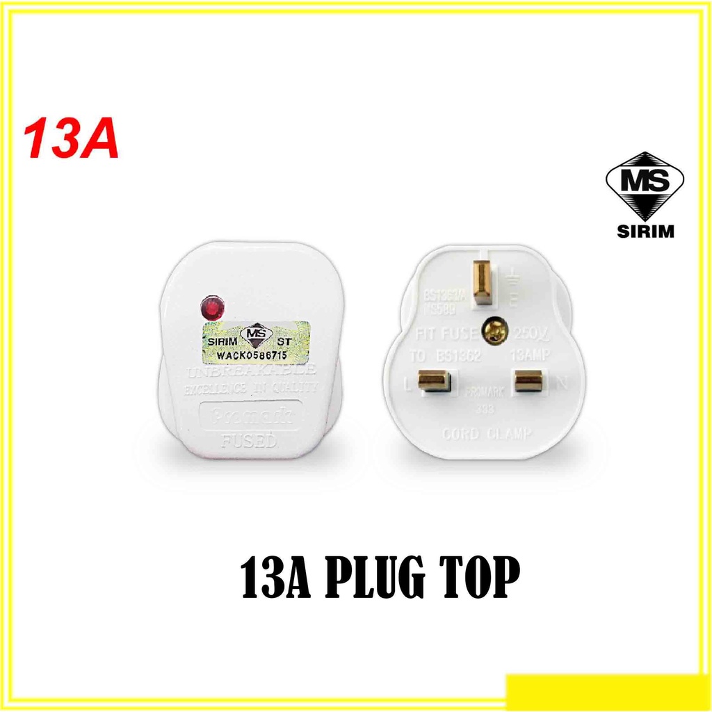 13A PLUG TOP 3 PIN FUSED 13A WITH NEON LIGHT (SIRIM) | Shopee Malaysia