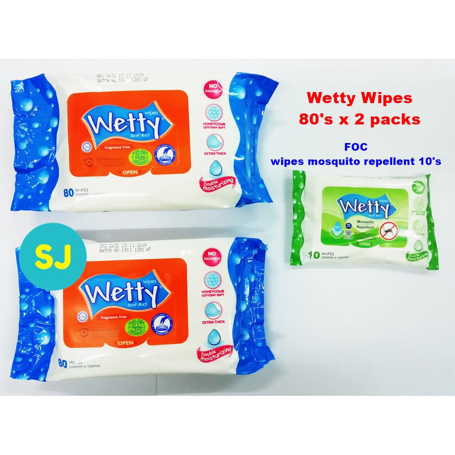 Wetty Wipes Wet Tissue (80's x 2packs) foc 10's Shopee Malaysia