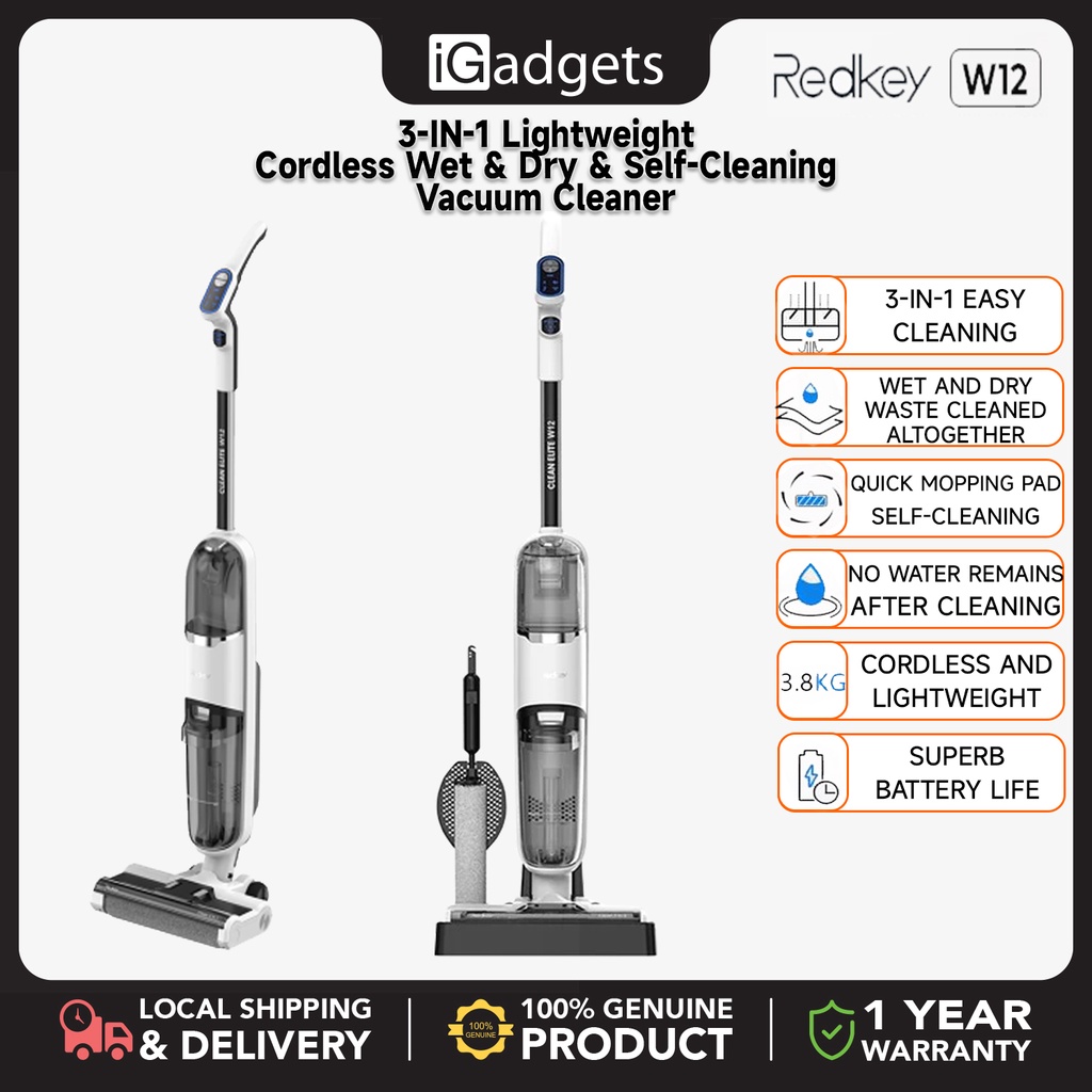 RedKey W12 Clean Elite 3in1 Lightweight Cordless Wet & Dry Vacuum