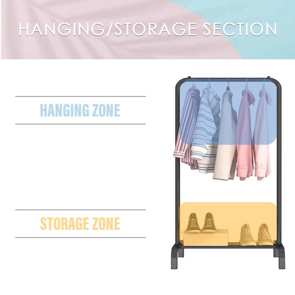 READY STOCK FINSSO : ROSARIO Single or Double Hanging Rack / Ampaian Penyidai Baju / 3 Tier Foldable Clothes Drying Rack