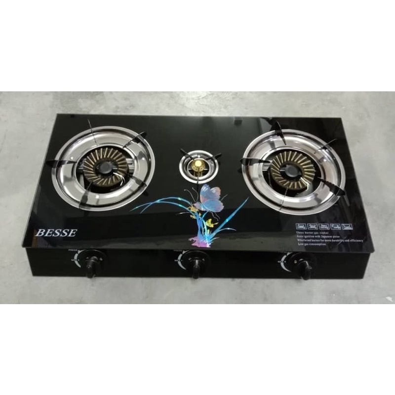 Readystock Dapur Gas Kaca 3 Tungku Gas Stove Murah Shopee Malaysia