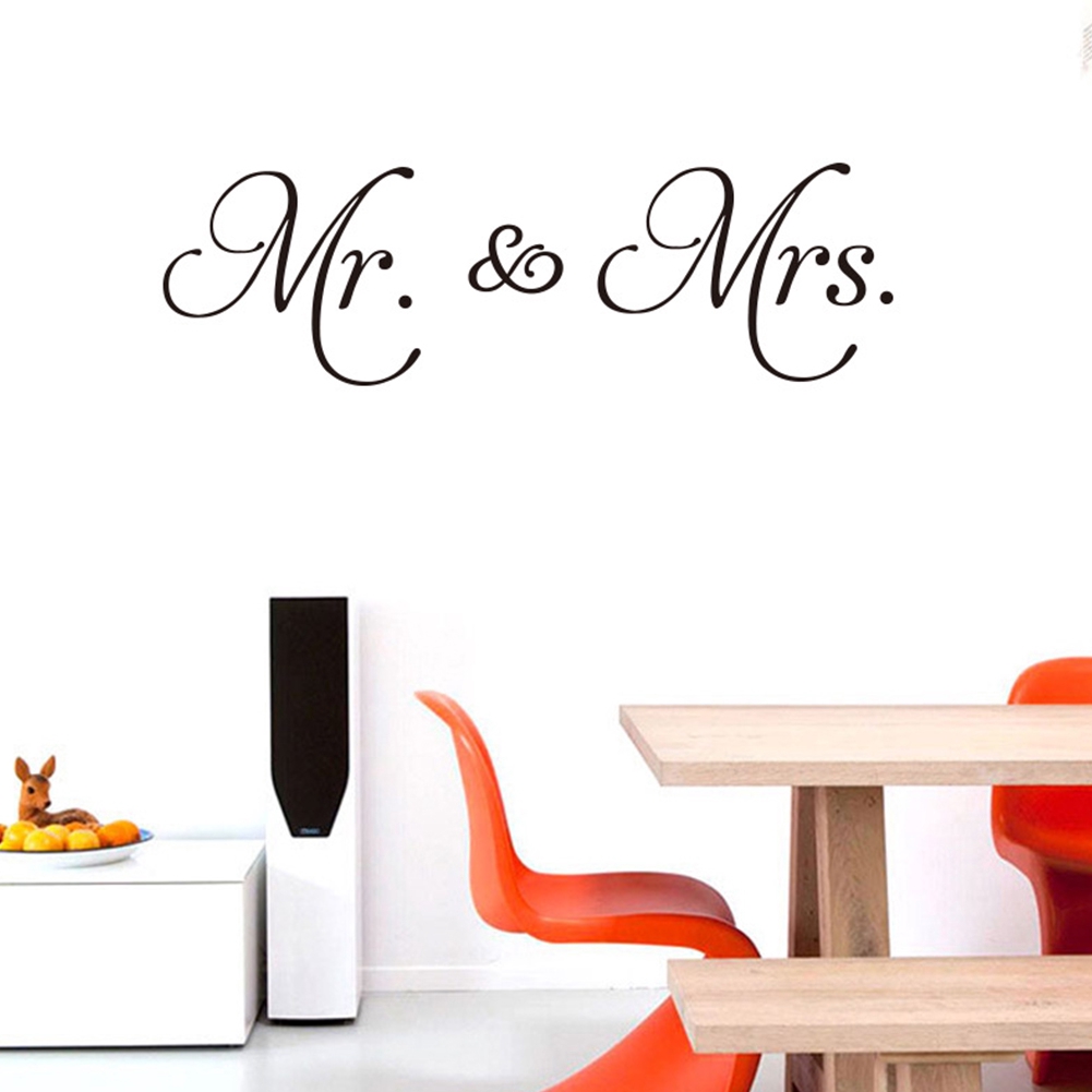 Waterproof Wall Sticker Mr Mrs Bedroom Couple Wedding Gift Decal Decor