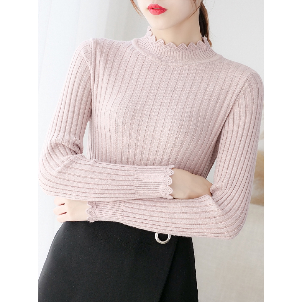 half sleeve high neck sweater