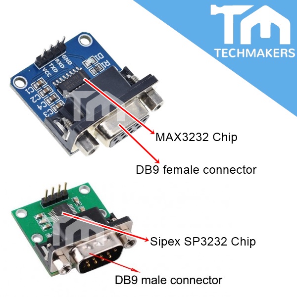 TTL UART to RS232 DB-9 Pin Male / Female Converter MAX232/SP3232 Serial ...