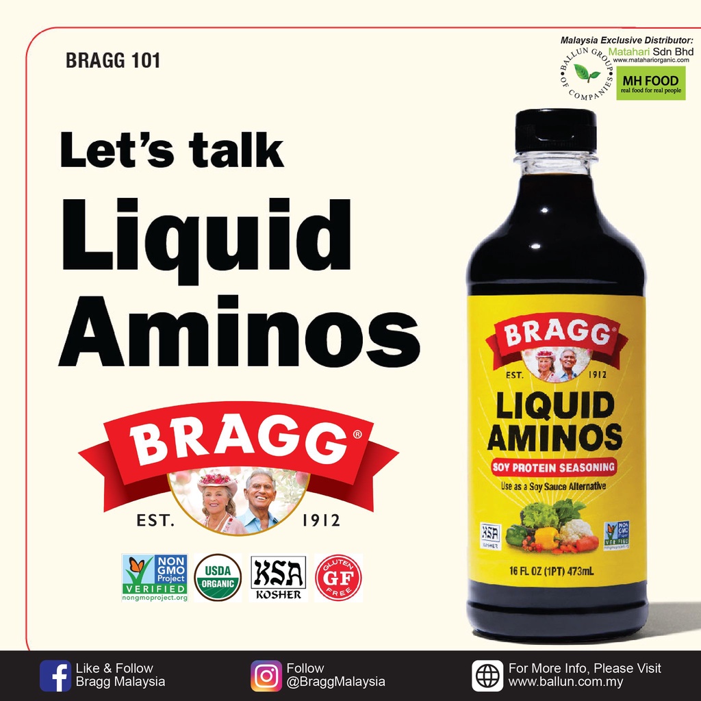 Bragg Liquid Aminos (Gluten Free) Soy Sauce 473ml, EXP 5/2024 | Shopee ...