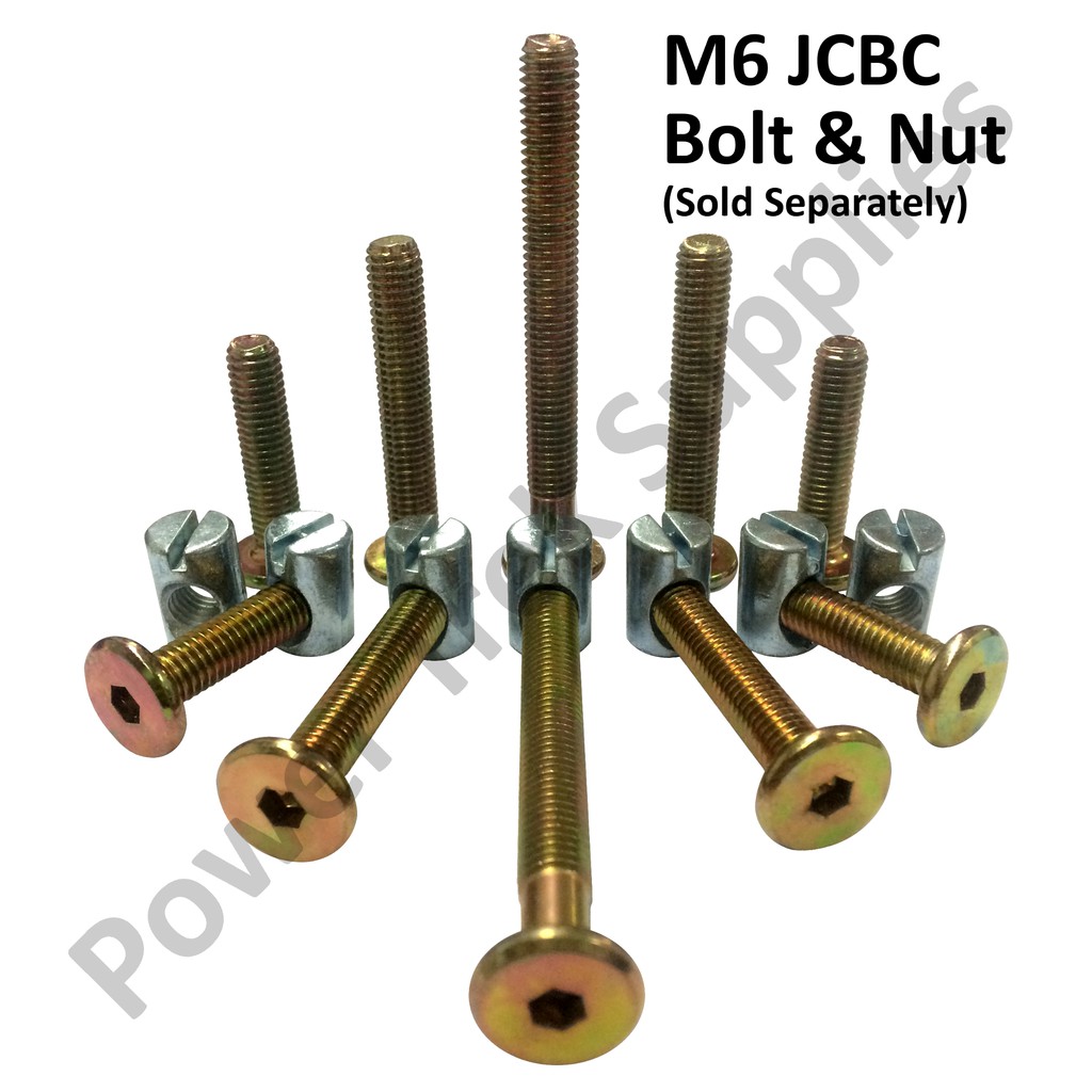 Furniture Fasterner Bolt & Nut M6 JCBC Pan Head Allen Bolt & JRN Cross Dowel Barrel Nut
