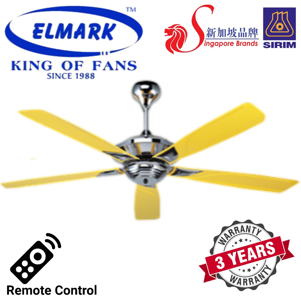 Elmark 56 5 Blades Ceiling Fan With Remote Control F1 Red Yellow