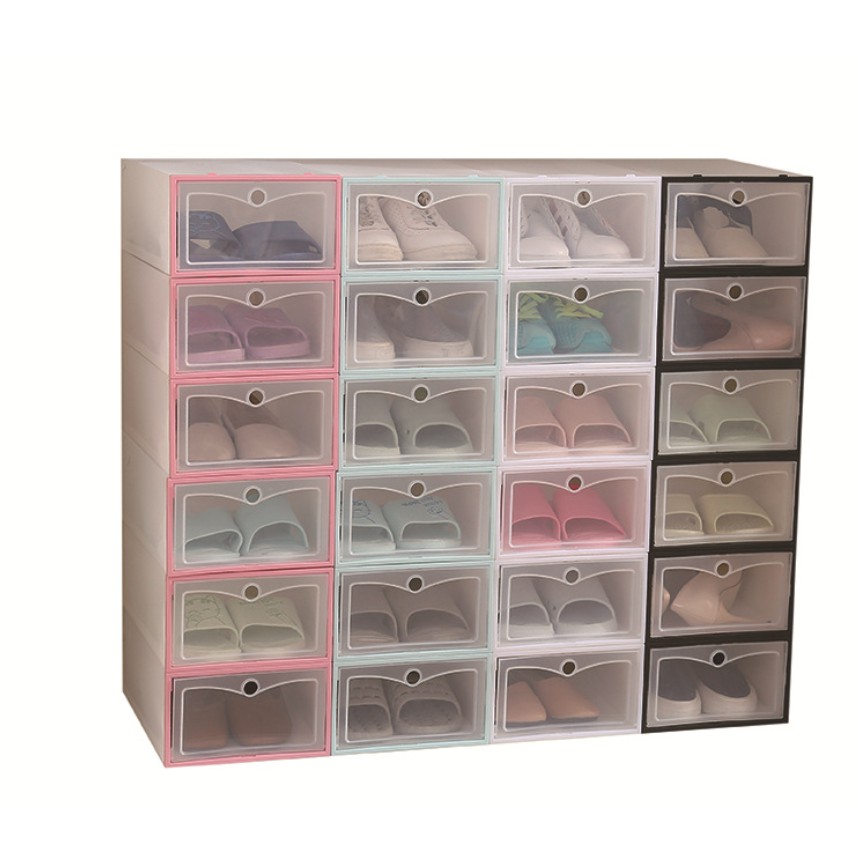 6pcs Diy Clamshell Transparent Plastic Shoe Cabinet Shoes