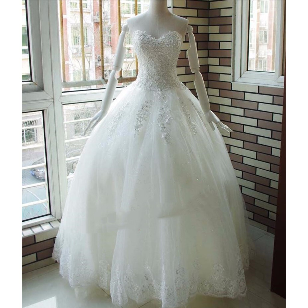 Ball Gown Lace Cheap Wedding Dress With Sequins Bridal Gown Free