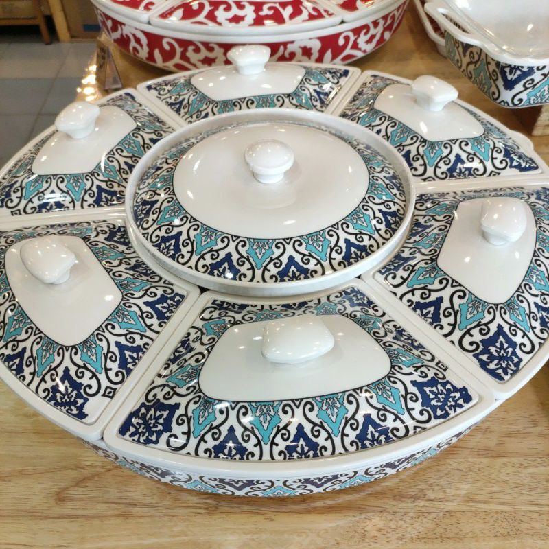 Melamine 7 Section Tray Party Serving Dome Set/Tray Buffet/Bekas Hidang