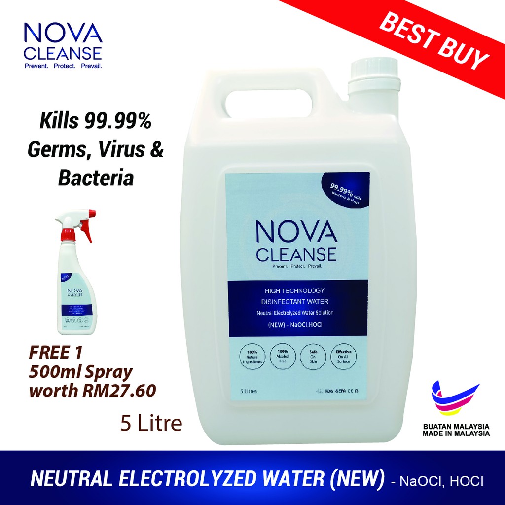 Nova Cleanse 5 Litre Multipurpose Disinfectant Water Sanitizer + FREE ...