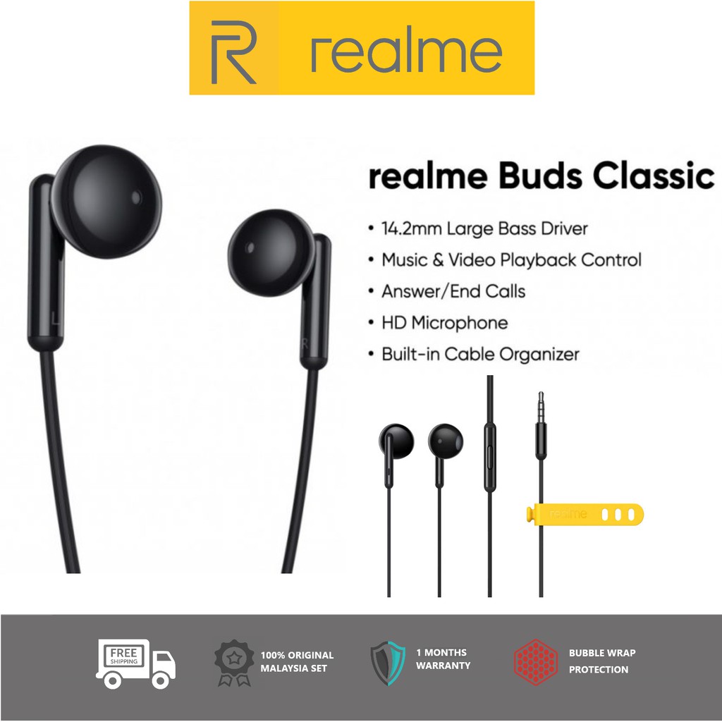 Realme Buds Classic Earphone Handsfree Comfortable Half inear, 14.2mm