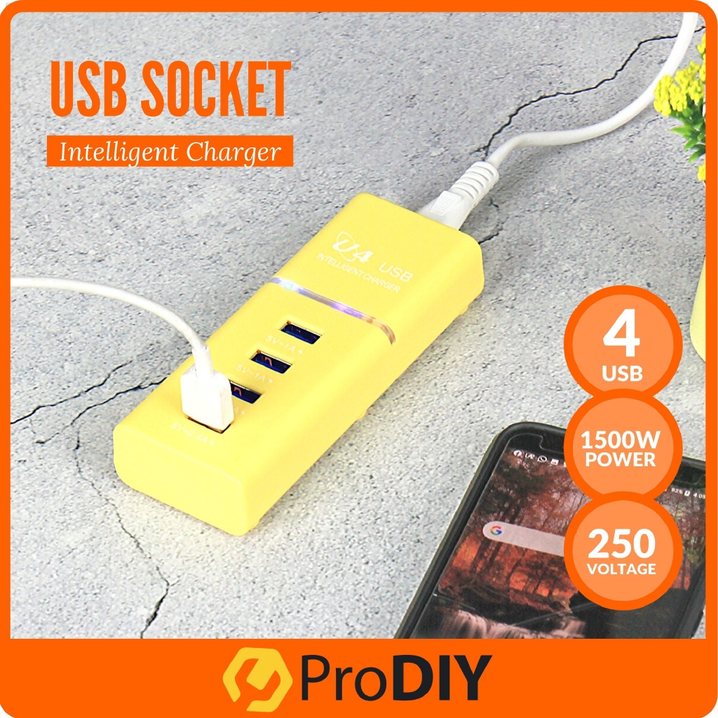 USB Socket U4 4USB Intelligent Charger USB Power Cord 1.2M Socket 1500W 25V 2.4A USB Phone Smartphone Tablet Computer