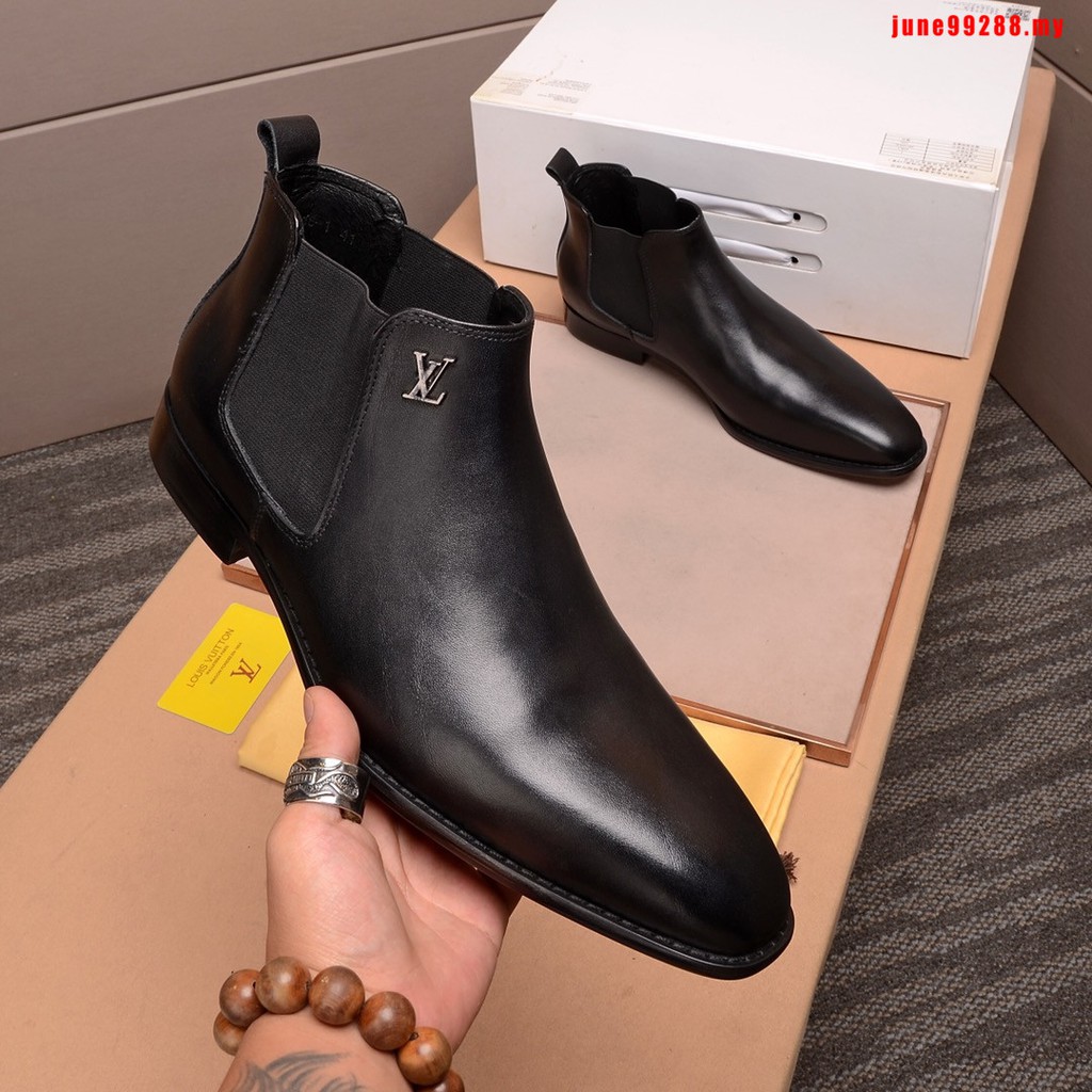 Genuine LV leather black shoes boots Louis Vuitton men&#39;s formal shoes | Shopee Malaysia