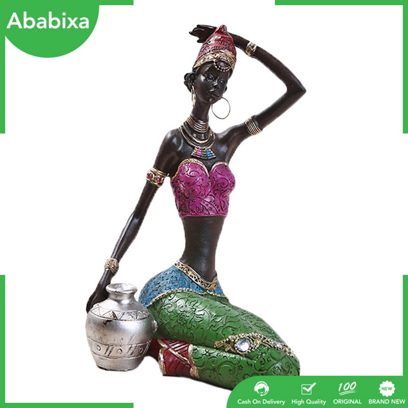 [ababixaMY] African Figurine Women Figure Tribal Lady Statue Sculpture Collectible Art Piece African Decoration for Home Cabinet Book Shelf Table Stand