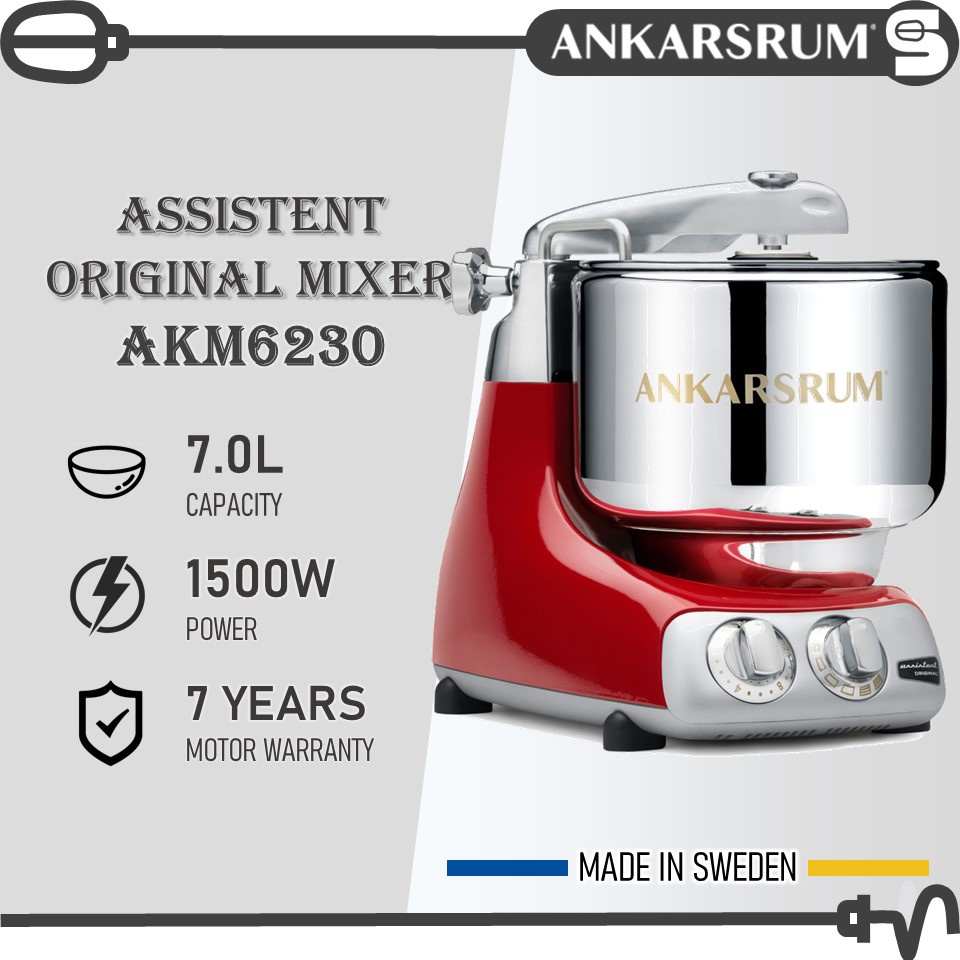 ANKARSRUM Assistent Original Mixer AKM6230 Red (7.0L/1500w) Sweden