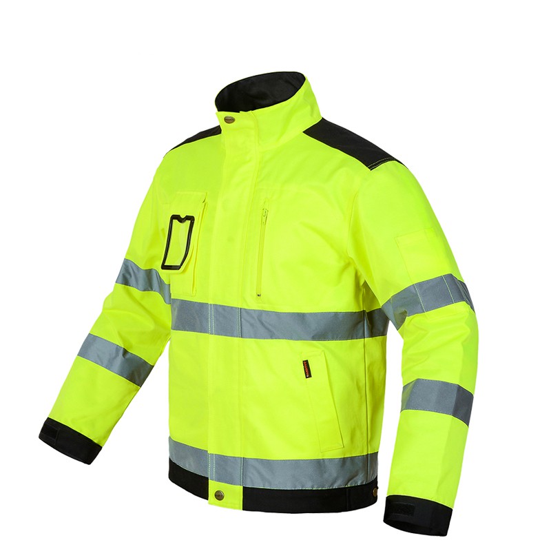 Mens High Visibility Reflective Outdoor Work Jacket Hi-Vis Lime Green ...