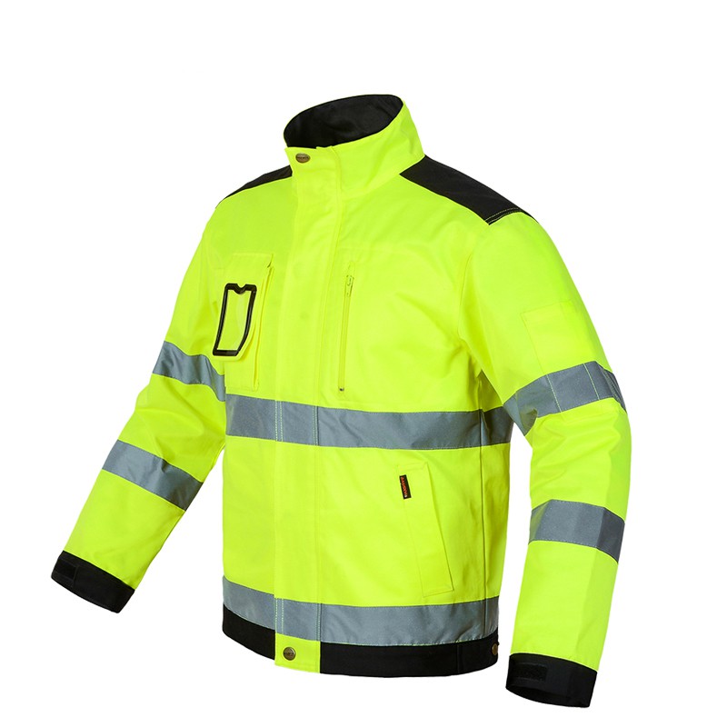 Mens High Visibility Reflective Outdoor Work Jacket HiVis Lime Green