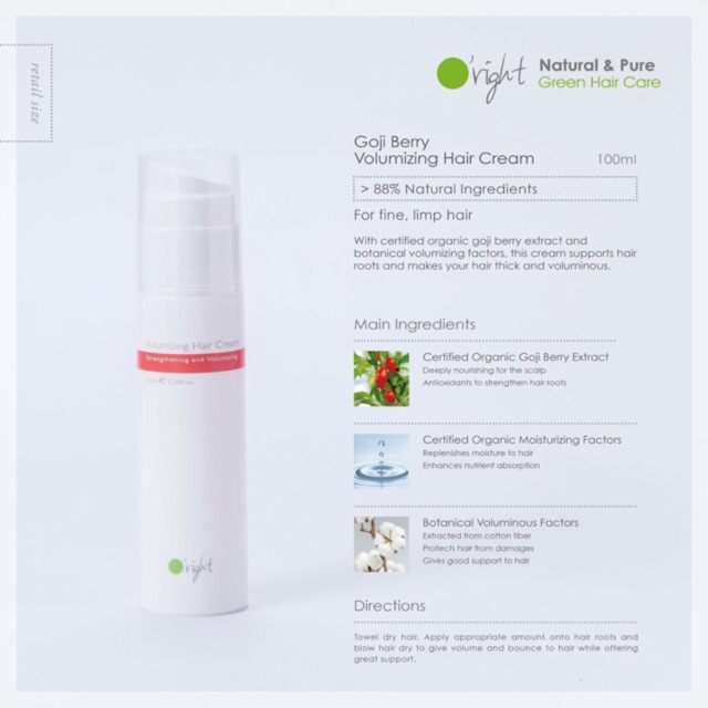 O Right Organic Goji Berry Hair Cream Shopee Malaysia