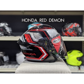 Kyt Nfj Honda Demon Helmet Red White Double Visor Shopee Malaysia