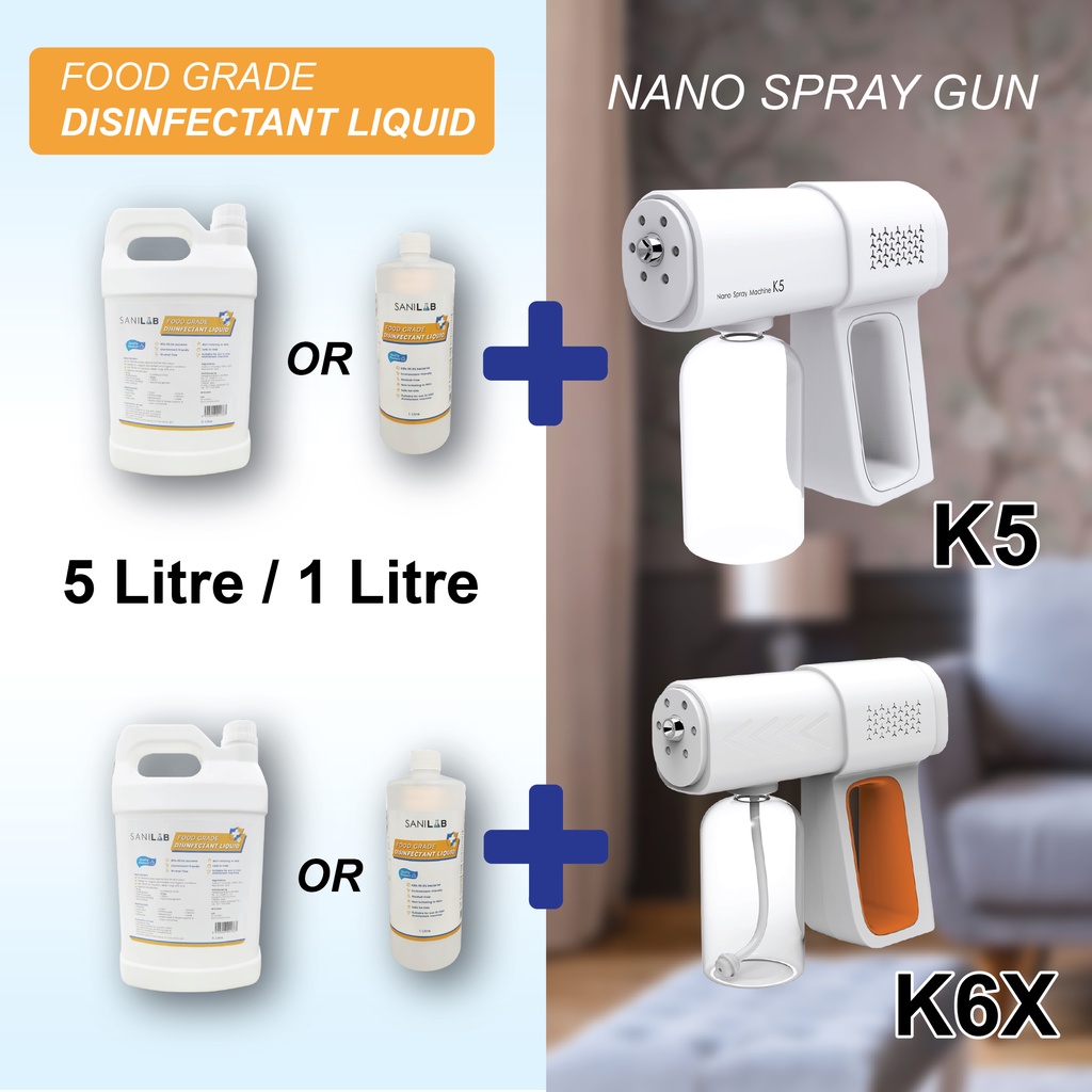 K6X K5 NANO SPRAY GUN AND FOOD GRADE DISINFECTANT LIQUID (BUNDLE SET) (SPRAY GUN + DISINFECTANT