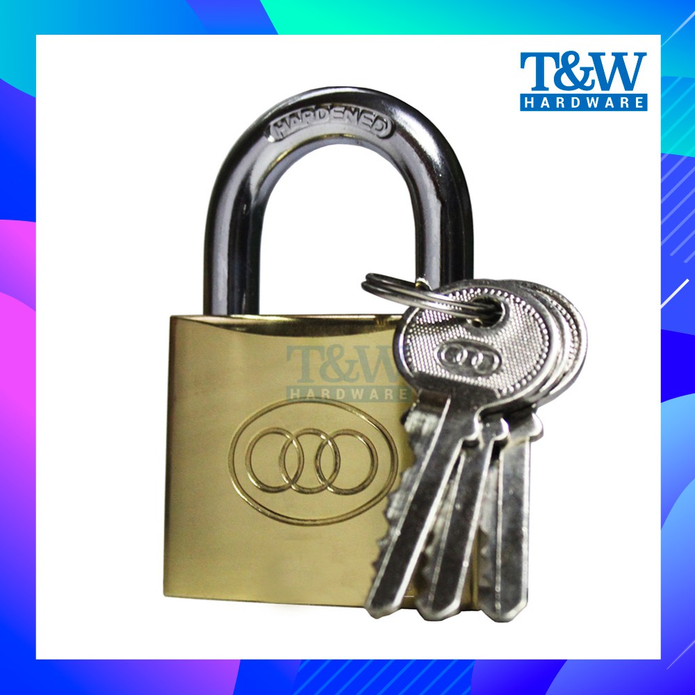 40mm Padlock Satin Finish 4 Keys Heavy Duty Hardened Steel Brass Cyclinder