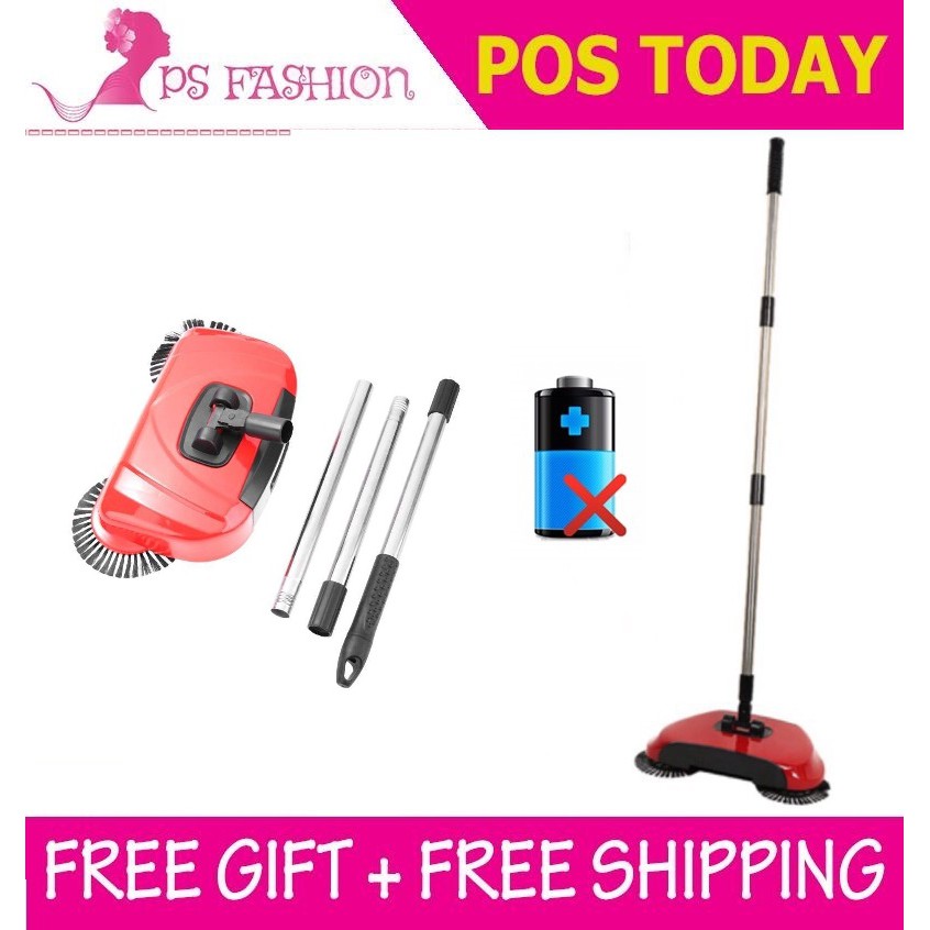 Magic Sweeper 3 in 1 Dustpan Rubbish Bin Hand Push Broom Spin Cleaning ...