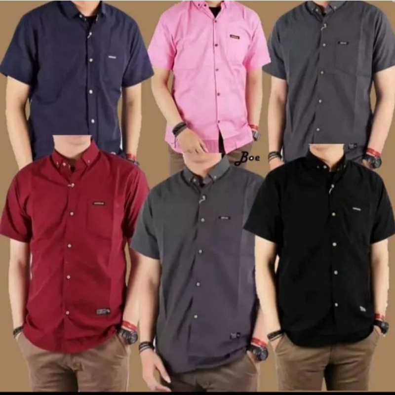 KEMEJA Men's Plain Shirt Short Sleeve Slimfit Work Formal Casual Distro Premium