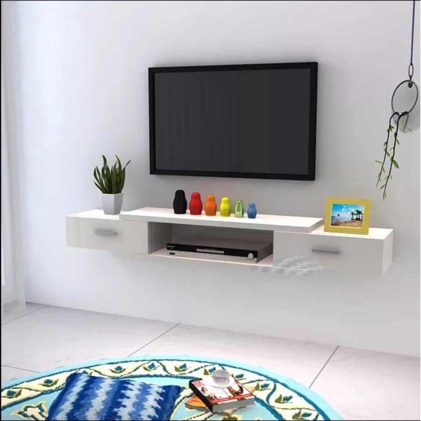 Wall Mounted Tv Cabinet With Drawers Design B White Shopee Malaysia