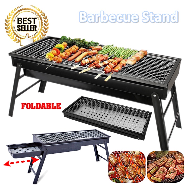 【No Rusty】Portable Foldable BBQ Grill Charcoal Roast Stand Outdoor Picnic Camping Barbecue Pan
