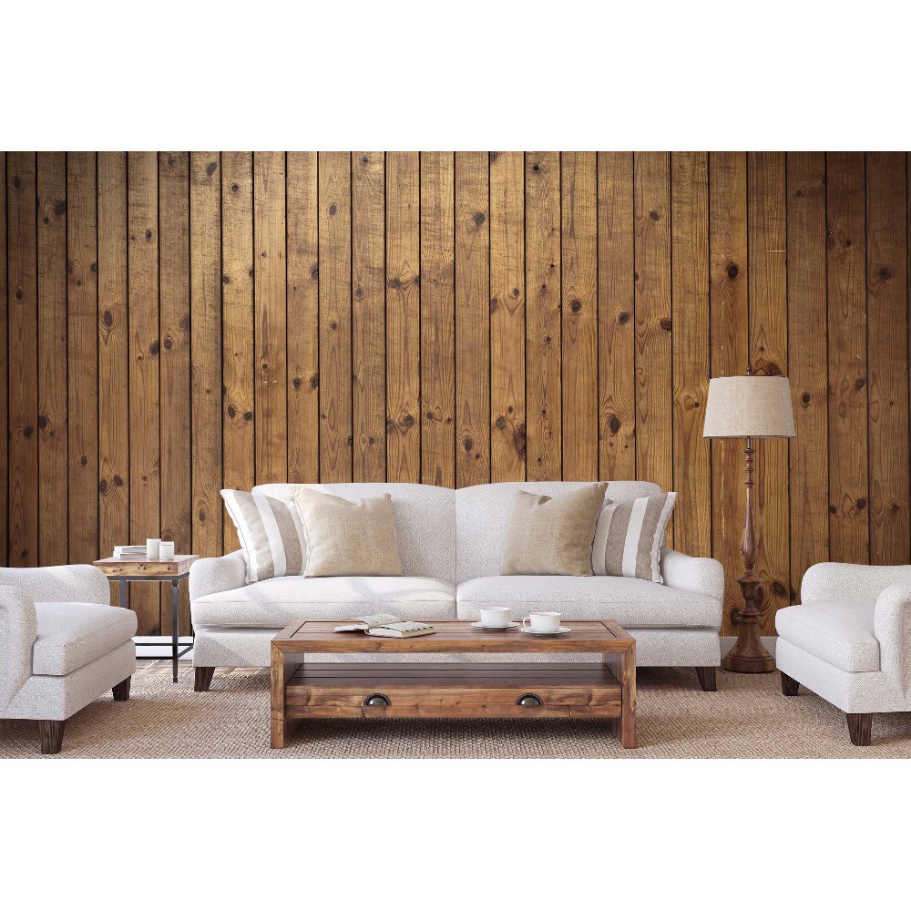 Custom DIY Wallpaper Home Wood Feature Living Room Sofa Wall