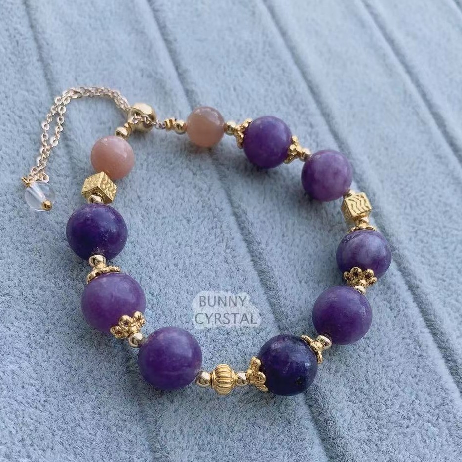 Buy 天然时尚纯手工舒萤石手链10 5mm Natural Crsytal Fluorite With Sugilite Handmade Jewellery Bracelet Sn2226 Seetracker Malaysia