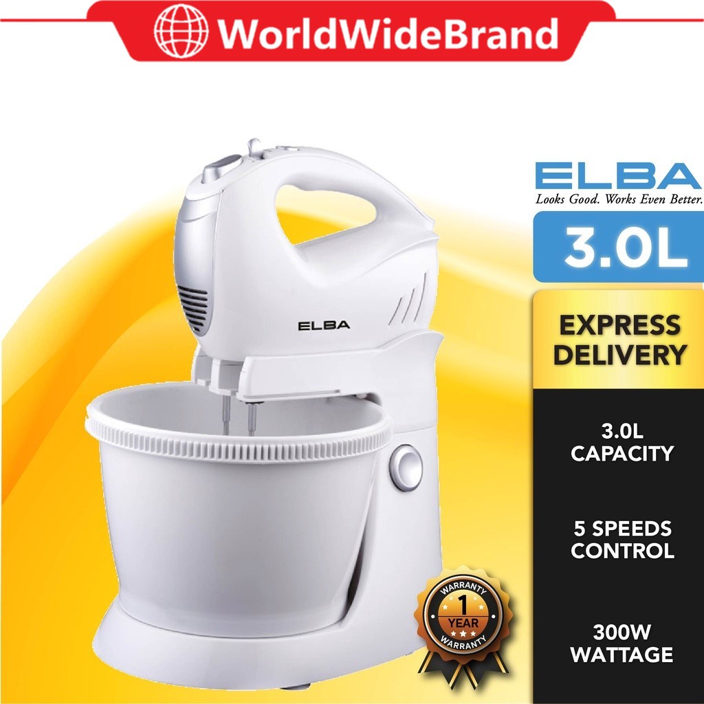 Elba 3L Auto Rotation Bowl Stand Mixer 300W Turnable Stand Bowl 5 Speed