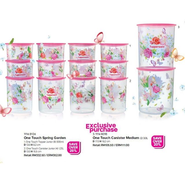 Tupperware Flora Raya One Touch Set of 3 & pwp / Bekas Kuih Raya