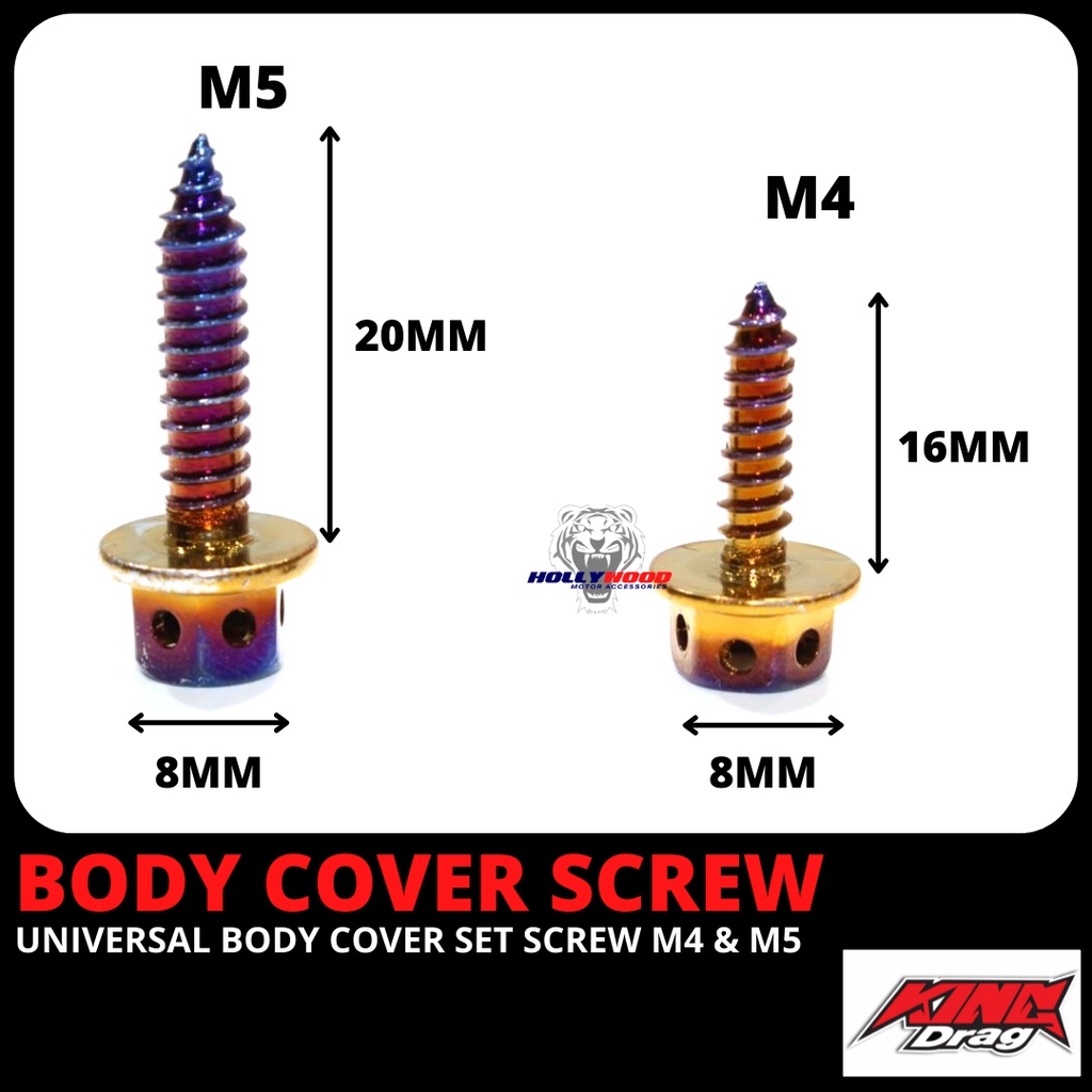 SKRU BODY COVER SET SCREW TITANIUM GOLD CHROME YAMAHA LC135 Y15 NMAX NVX HONDA WAVE VARIO SYM VF3i