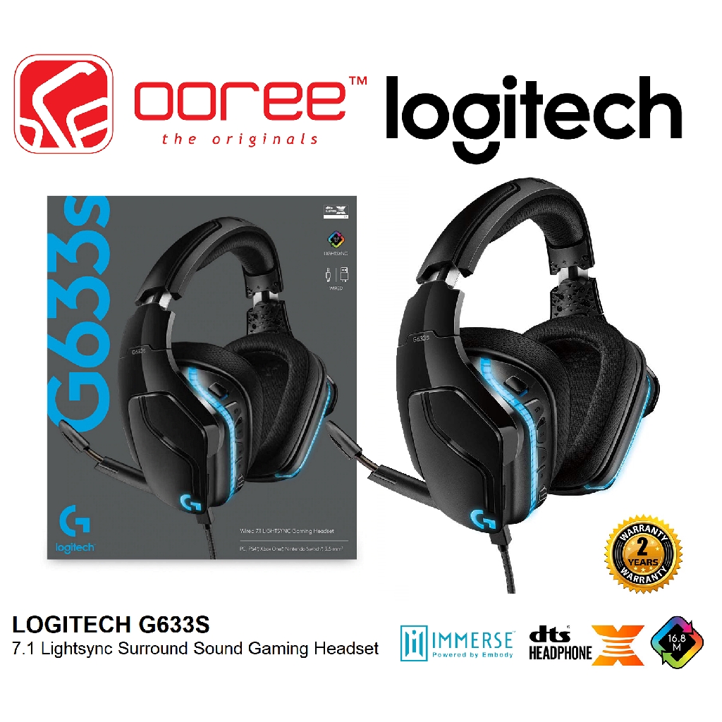 logitech g633s 7.1 lightsync gaming headset