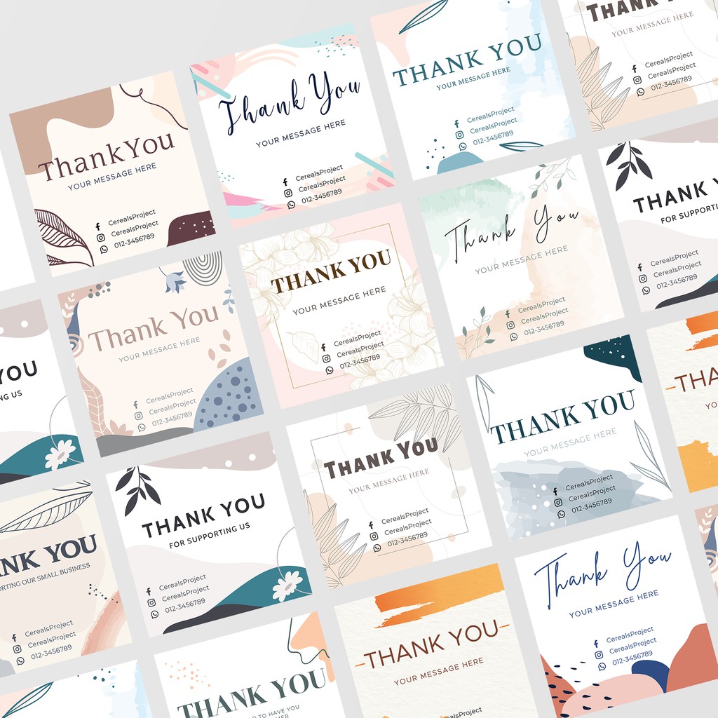 [CerealsProject] 100Pcs Custom Thank You Card / Kad Ucapan (1 Side Printing) Custom Details & Message