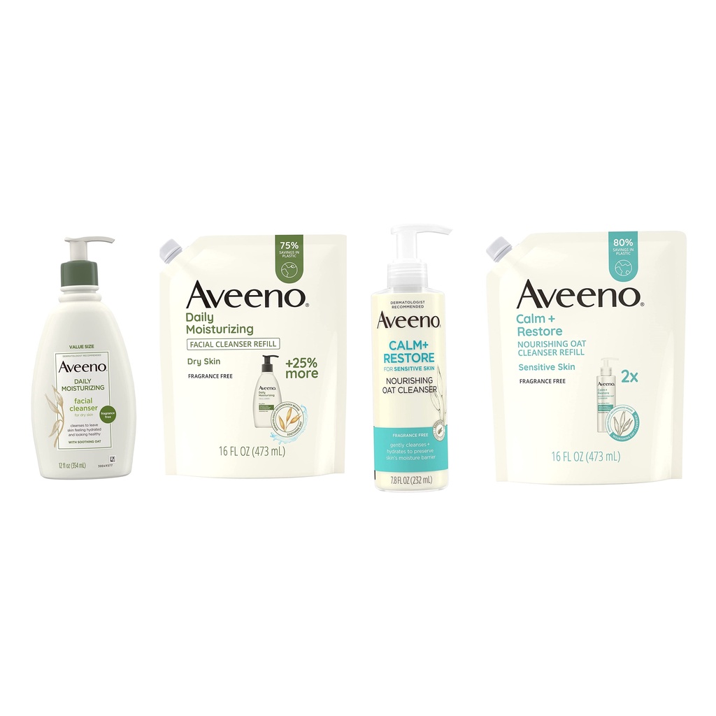 Aveeno Moisturizing Oatmeal Cleanser Daily Facial Refill Pack Shopee