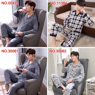 Men Pyjamas Cotton Male Pajamas Long Sleeve Korean Sleepwear Men's Clothing Pyjamas men plus size For Male Nightwear