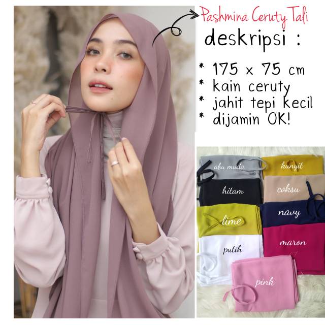 Pashmina Instant Ceruty Tali Pashmina Veil Instant Hijab Pashmina Ceruty Babydoll Shopee Malaysia