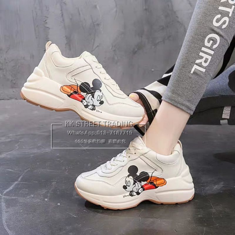 Ready Stock in JOHORFashion Mickey Shoes Women's High Tops Casual Sports Shoes Women's Outdoor Running Sneakers 米奇包鞋