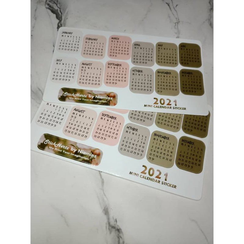 2021 Mini Calendar Sticker For Planner Shopee Malaysia