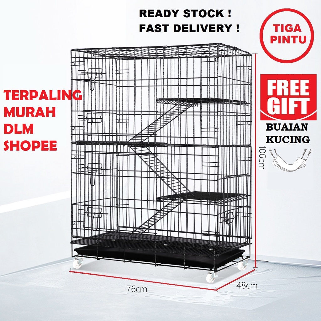 Buy SANGKAR KUCING 3 LEVEL 3 TINGKAT SAIZ 76X48X106 cm Cat Cage 