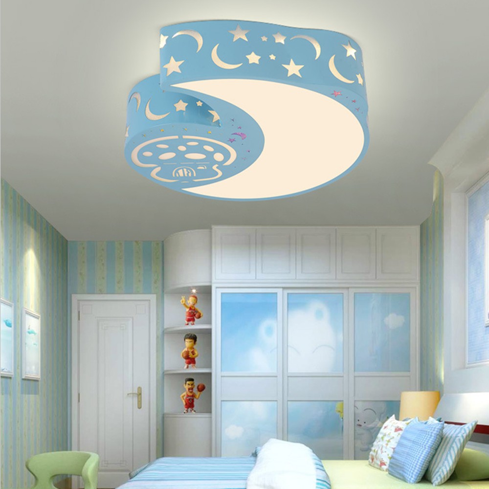 Iron Art Led Cartoon Children S Ceiling Light Moon Mushroom Bedroom Lamp