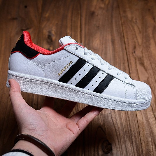 adidas superstar black and red stripes