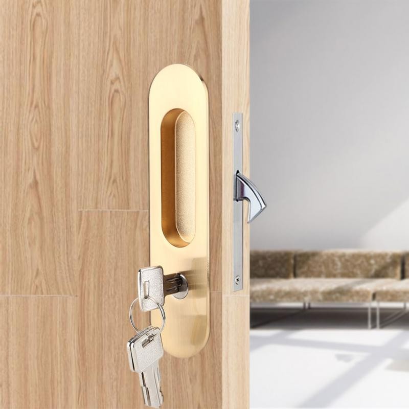 Sliding Door Lock Handle Anti Theft With Keys For Barn Wood Furniture Hardware