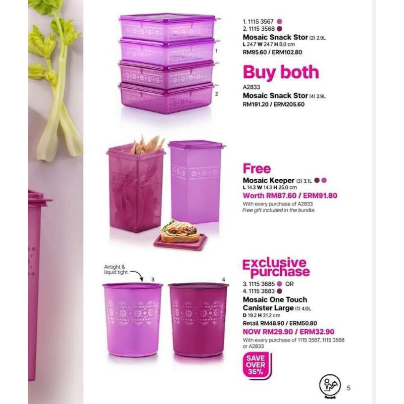 Tupperware Mosaic Snack Set (8pcs)