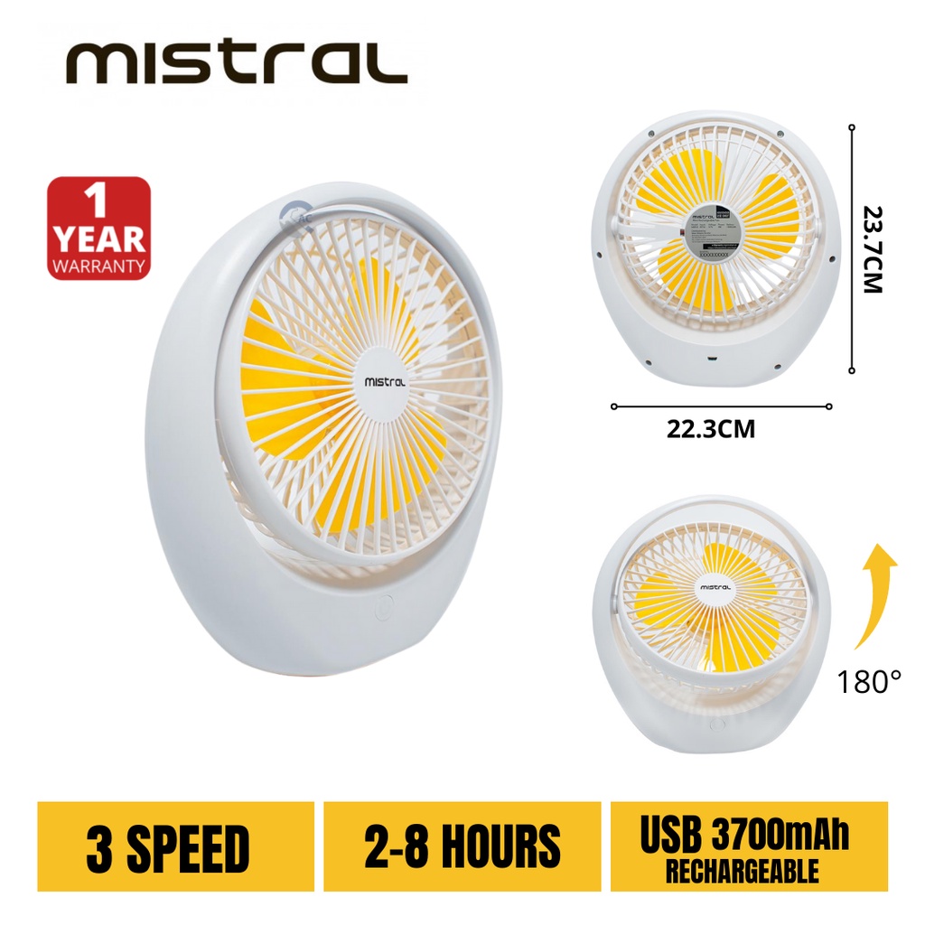 Mistral 6" USB Rechargeable Mini Portable Fan MRF65 (Wireless Fan