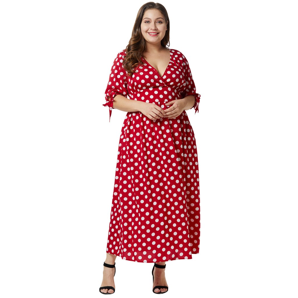 plus size maxi skirt polka dot