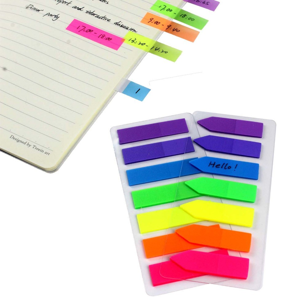 Rainbow Assorted Bright Colors LuckyStar365 4 Sets Neon Page Marker Colored Index Tabs Flags 560 Pieces Fluorescent Sticky Note for Page Marker 